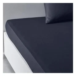 Drap housse TODAY Essential - 140 x 200+30 cm - 2 personnes - 100% Coton uni - Navy