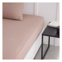 Drap housse TODAY Essential - 140 x 200+30 cm - 2 personnes - 100% Coton uni - Rose des sables