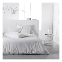 Drap housse TODAY Essential - 140 x 200+30 cm - 2 personnes - 100% Coton uni - Craie