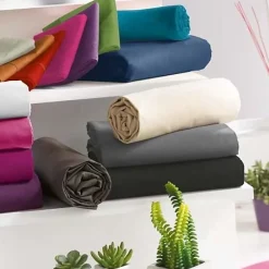 Drap housse toutes dimensions 100% Coton/57 fils/cm² - Rouge - 160 x 200 cm