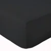 Drap Housse Uni bonnet 30 cm 100% Coton (180x190 cm - Noir)