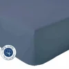 Drap Housse Uni bonnet 30 cm 100% Coton (140x190 cm - Bleu Marine)