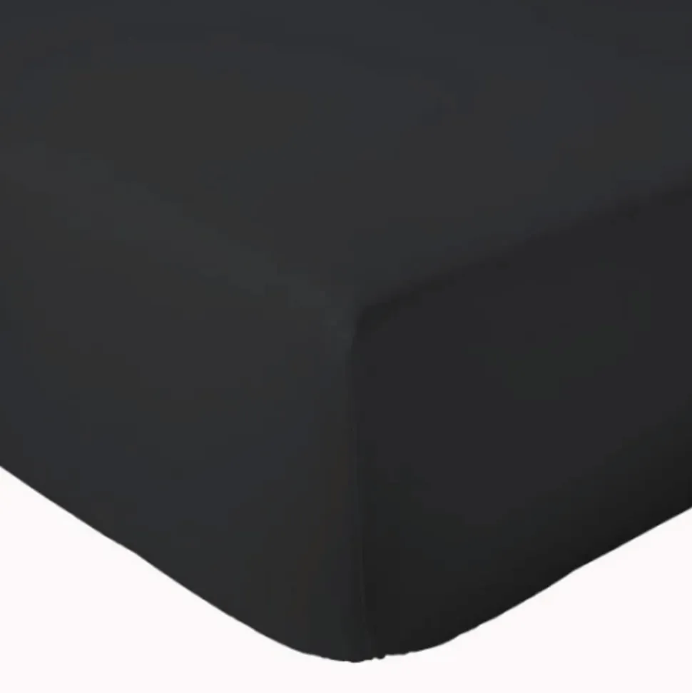 Drap Housse Uni bonnet 30 cm 100% Coton (180x190 cm - Gris Foncé)