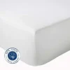 Drap Housse Uni bonnet 30 cm 100% Coton (180x190 cm - Blanc)