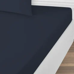 Drap housse uni en coton 57 fils 140x200cm