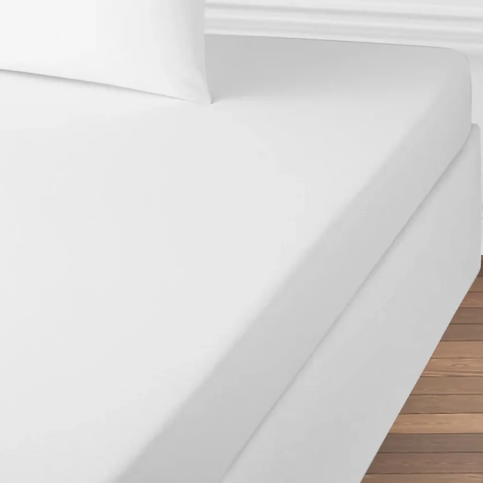 Drap housse uni en coton 57 fils 90x190cm
