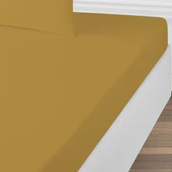 Drap housse uni en coton 57 fils 90x190cm