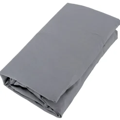 Drap housse uni 90x190 cm bonnet 35 cm percale de coton MANOIR gris Ardoise