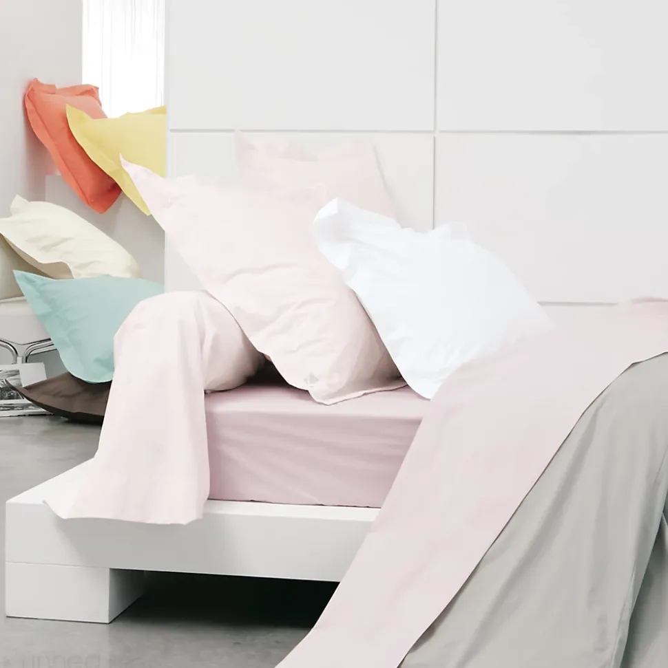 Drap housse uni 180x200 cm bonnet 40 cm percale PRIMO Blanc