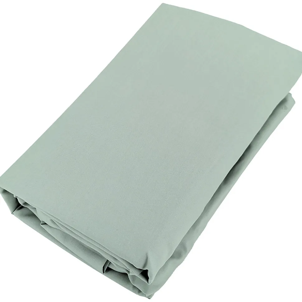Drap housse uni 160x200 cm bonnet 35 cm percale de coton MANOIR vert Lichen