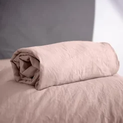 Drap housse uni 160x200 cm MILA 100% polyester micro lavée rose poudré