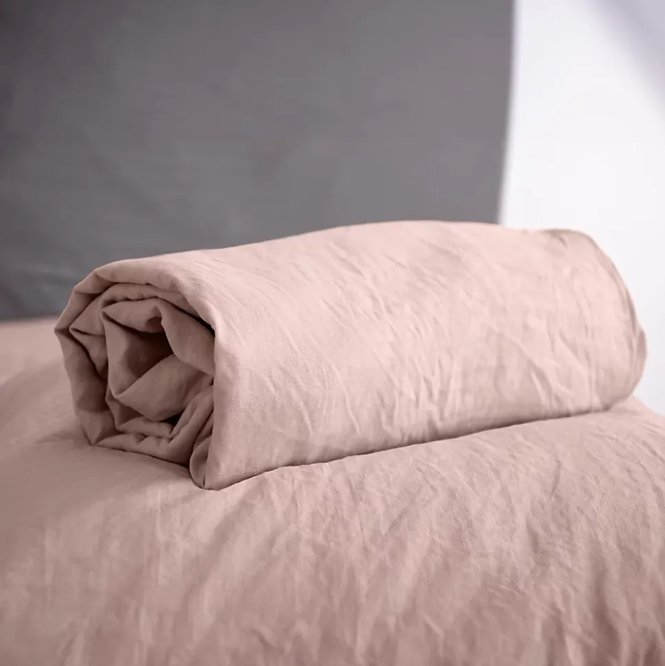 Drap housse uni 160x200 cm MILA 100% polyester micro lavée rose poudré