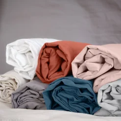 Drap housse uni 160x200 cm MILA 100% polyester micro lavée rose poudré