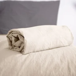 Drap housse uni 140x190 cm MILA polyester micro lavée marron sable