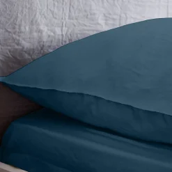 Drap housse uni 160x200 cm MILA 100% polyester micro lavée bleu nuit