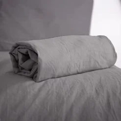 Drap housse uni 140x190 cm MILA polyester micro lavée gris anthracite