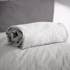 Drap housse uni 160x200 cm MILA 100% polyester micro lavée gris perle