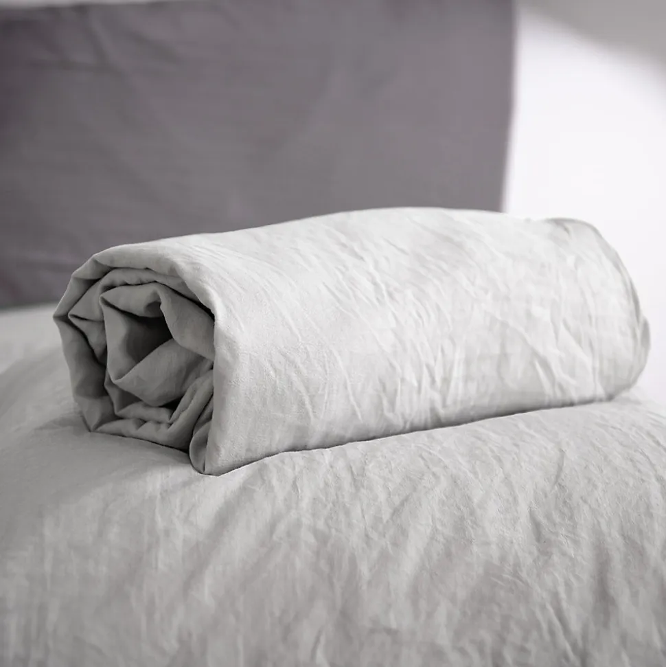 Drap housse uni 160x200 cm MILA 100% polyester micro lavée gris perle