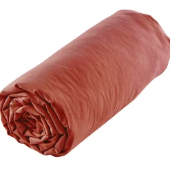 Drap housse uni 140x190 cm MILA polyester micro lavée rouge terracotta