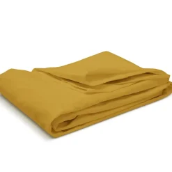 Drap Housse uni 90x190cm PERCALE MOUTARDE