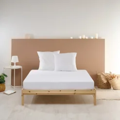 Drap Housse uni 180x200cm PERCALE BLANC