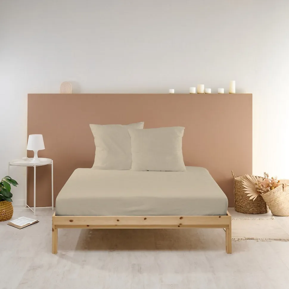 Drap Housse uni 140x190cm PERCALE LIN