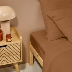 Drap Housse uni 180x200cm PERCALE TERRACOTTA