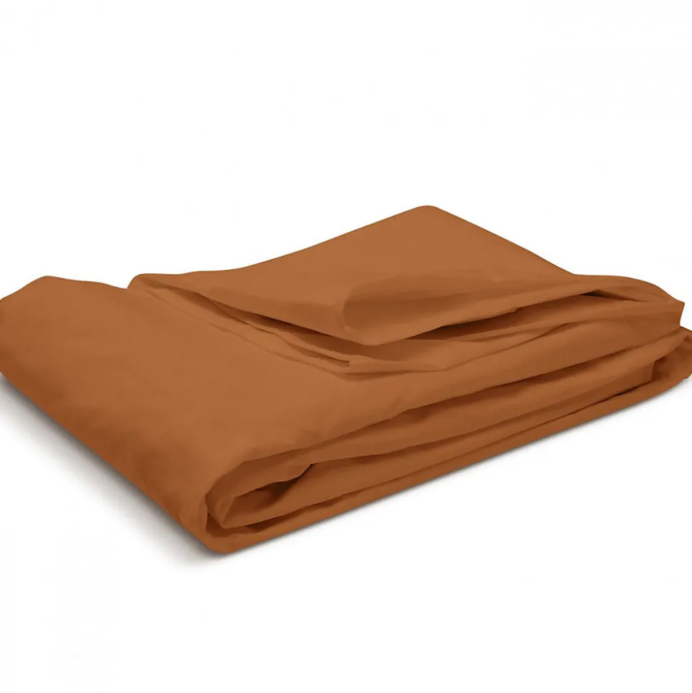 Drap Housse uni 180x200cm PERCALE TERRACOTTA