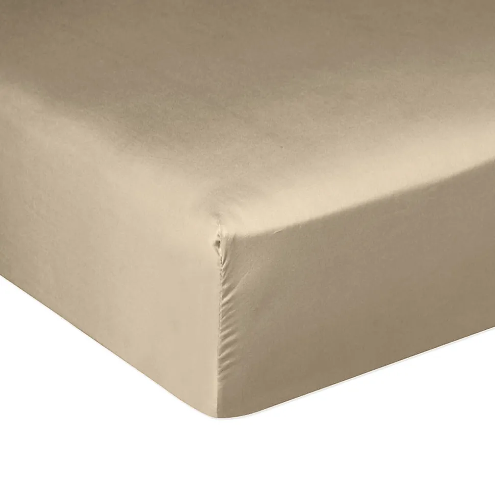 Drap housse 140x190 + 30 cm Satin de Coton Beige