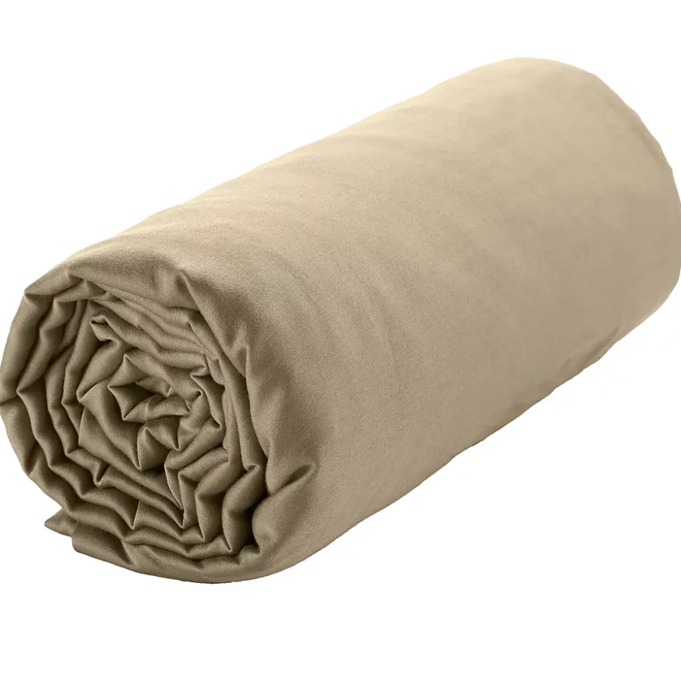 Drap housse 140x190 + 30 cm Satin de Coton Beige