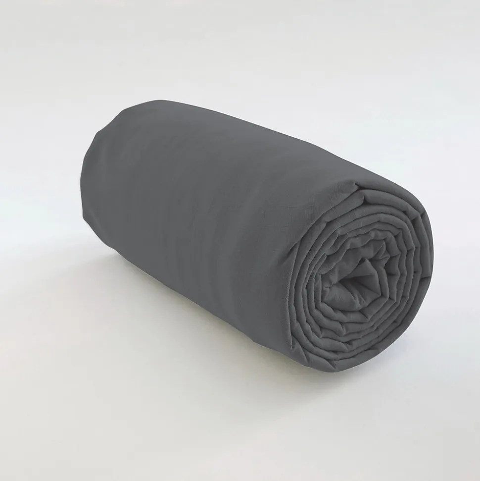 Drap housse 90x190 +35 cm 100% Coton 57 fils Gris Foncé