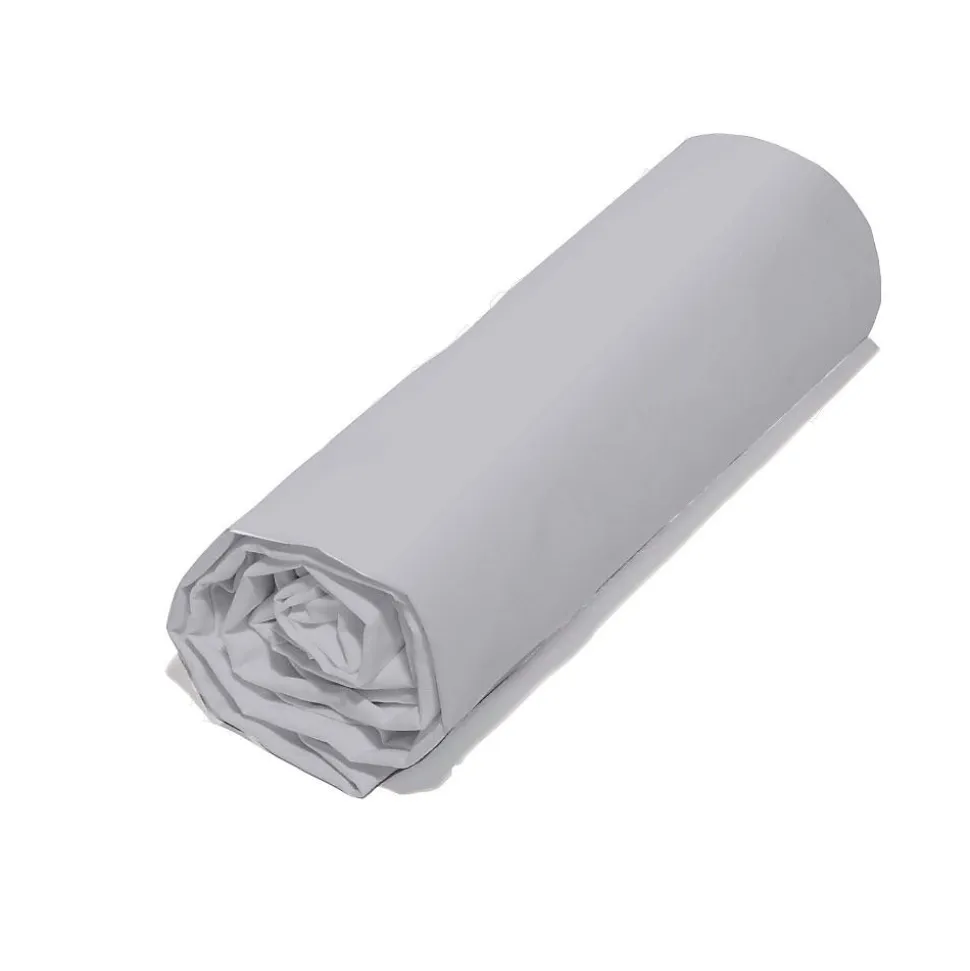 Drap housse 180x200 +30 cm 100% coton bio 57 fils gris