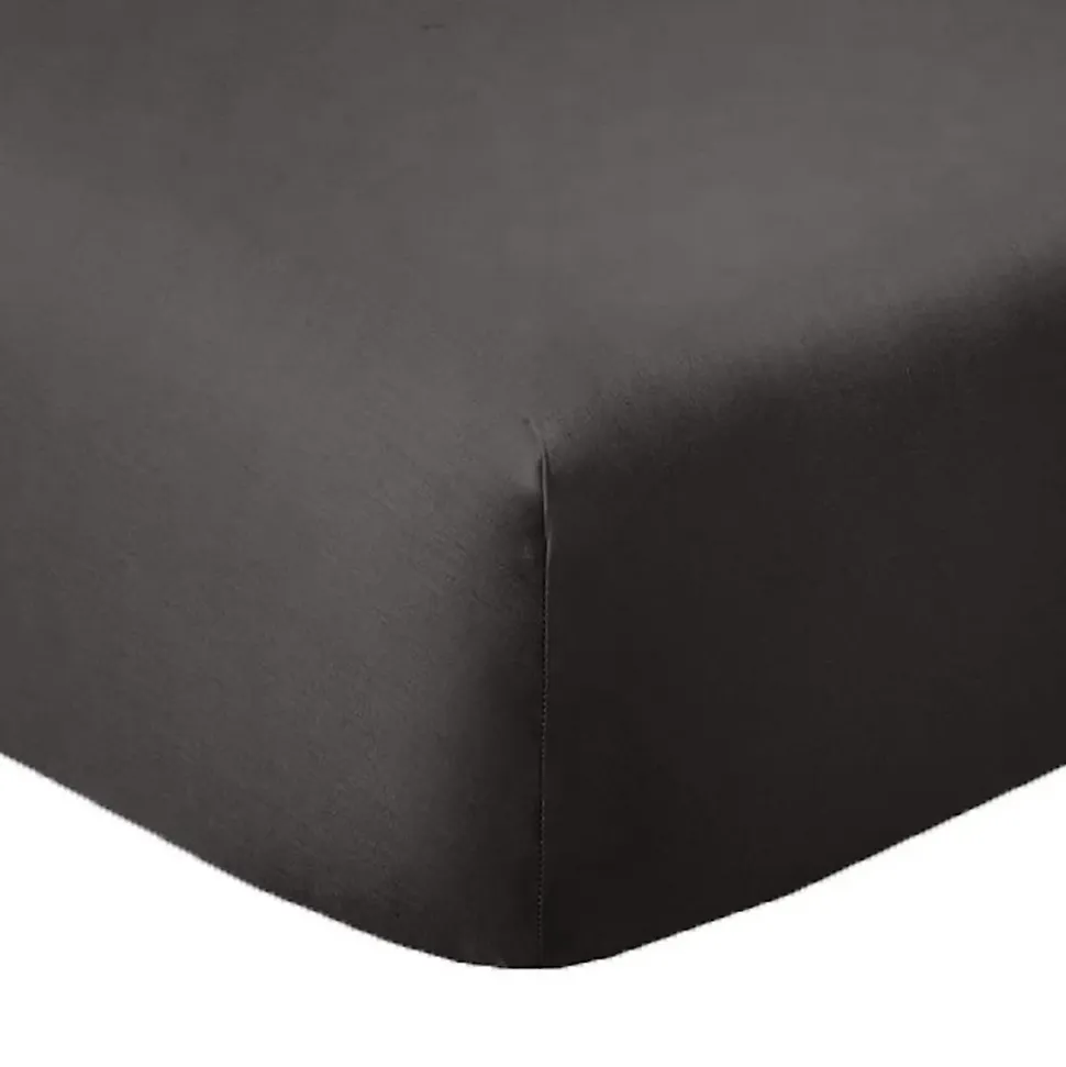 Drap housse 90x190 +35 cm Coton 57 fils Gris Foncé