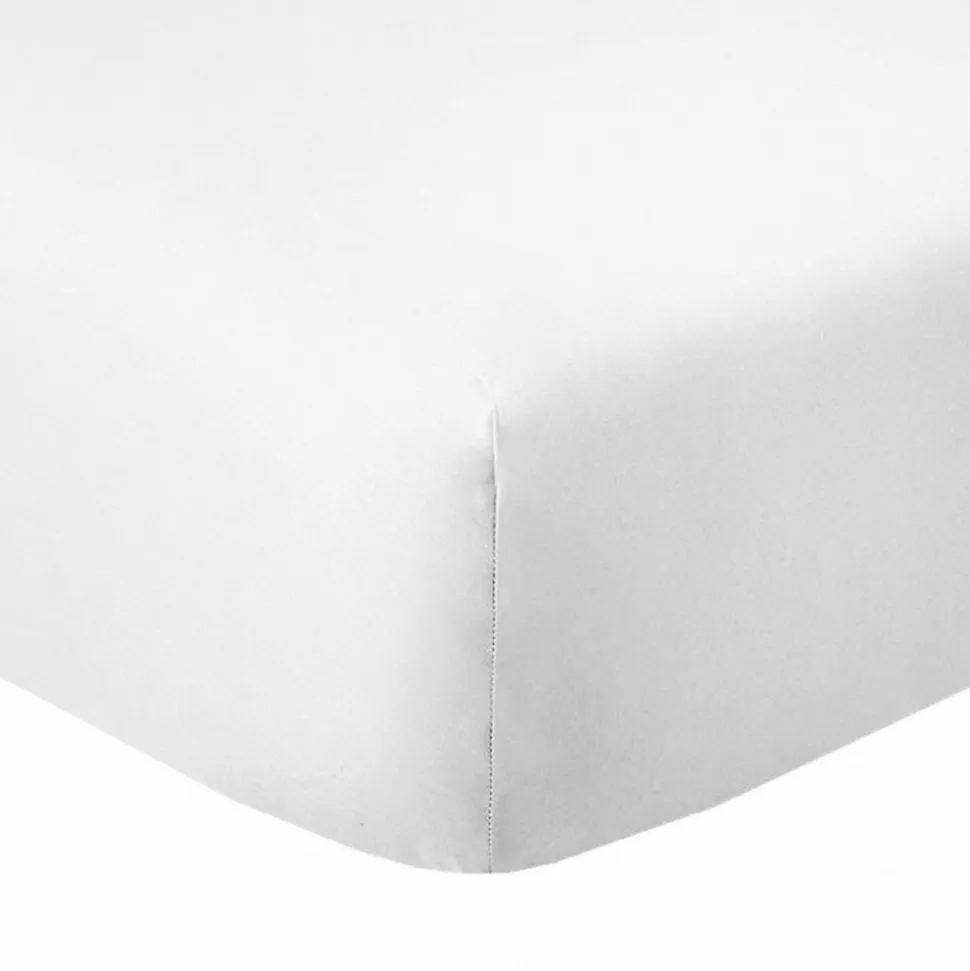 Drap housse 90x190 +35 cm Coton 57 fils Blanc