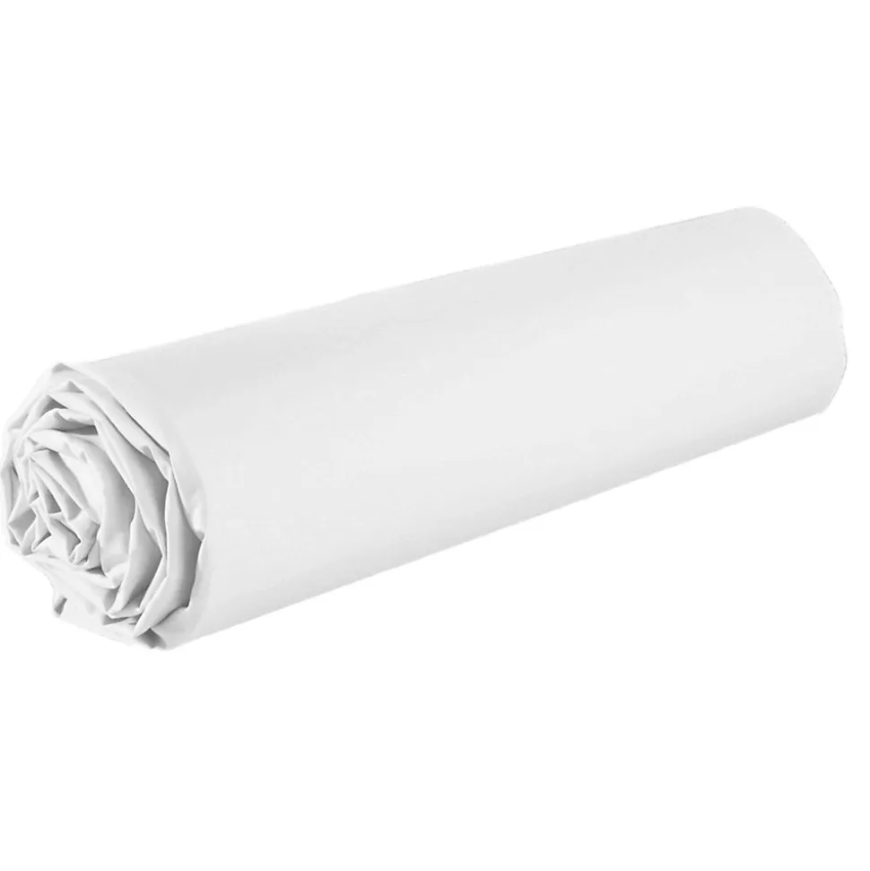 Drap housse 90x190 +35 cm Coton 57 fils Blanc