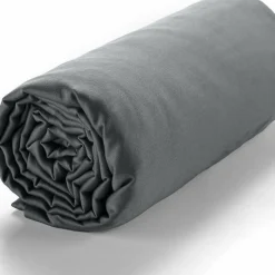 Drap housse 140x190 +30 cm satin de coton gris foncé