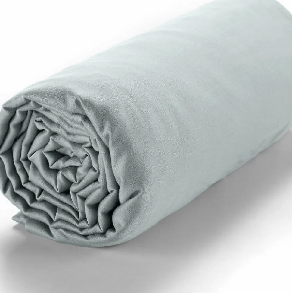 Drap housse 160x200 +30 cm satin de coton celadon