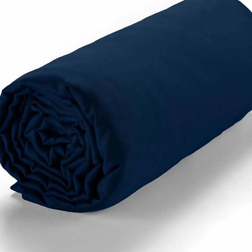 Drap housse 140x190 +30 cm satin de coton cobalt