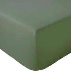 Drap housse 180x200 cm bonnet 30 cm percale de coton PASSION PERCALE vert Kaki