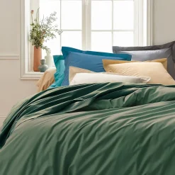 Drap housse 180x200 cm bonnet 30 cm percale de coton PASSION PERCALE vert Kaki