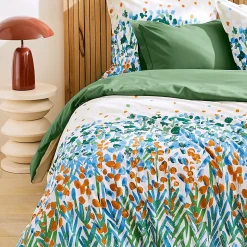 Drap housse 90x190 cm bonnet 30 coton ÉVASION Vert fougère