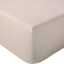 Drap housse 200x200 cm bonnet 30 cm percale de coton PASSION PERCALE beige Lin