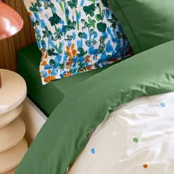 Drap housse 120x190 cm bonnet 30 coton ÉVASION Vert fougère