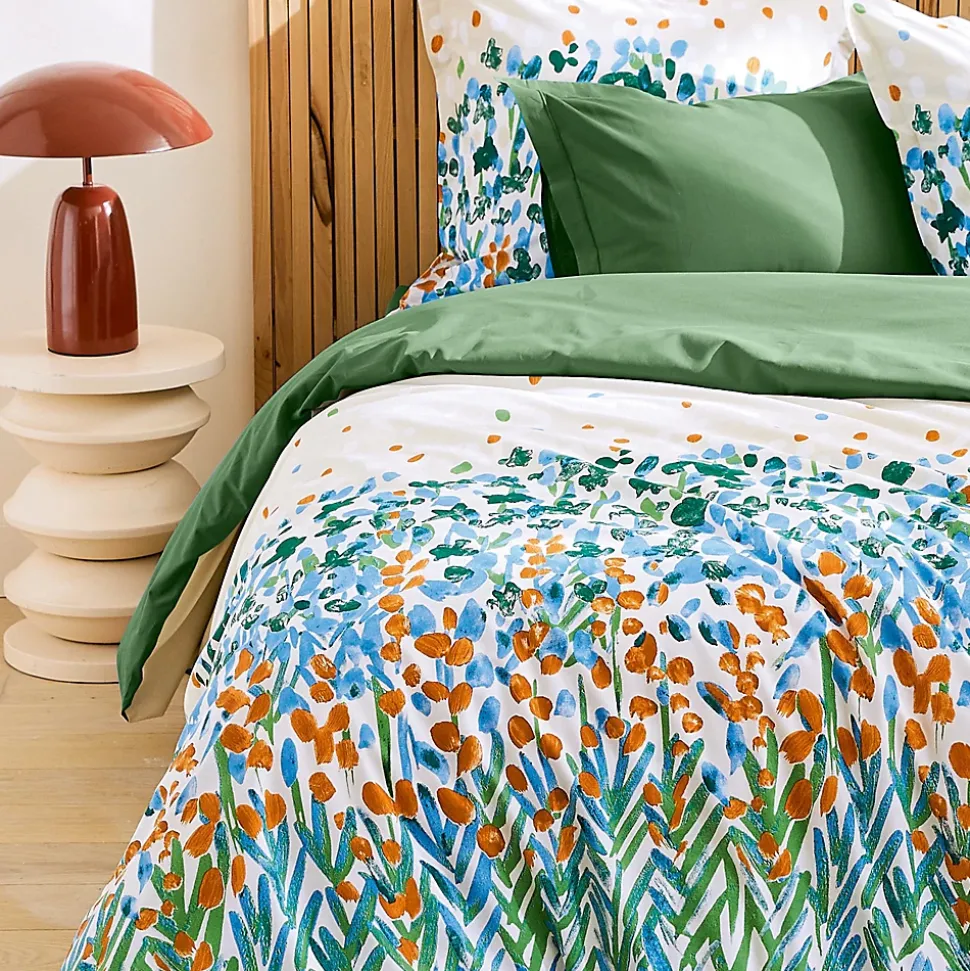 Drap housse 120x190 cm bonnet 30 coton ÉVASION Vert fougère