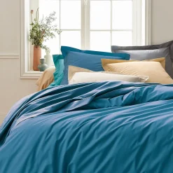 Drap housse 160x200 cm bonnet 30 cm percale de coton PASSION PERCALE bleu Cobalt