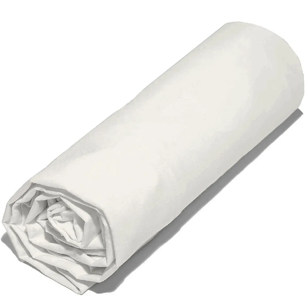 Drap housse 90x190 cm en 100% polyester microfibre LAGO écru bonnet 23 cm