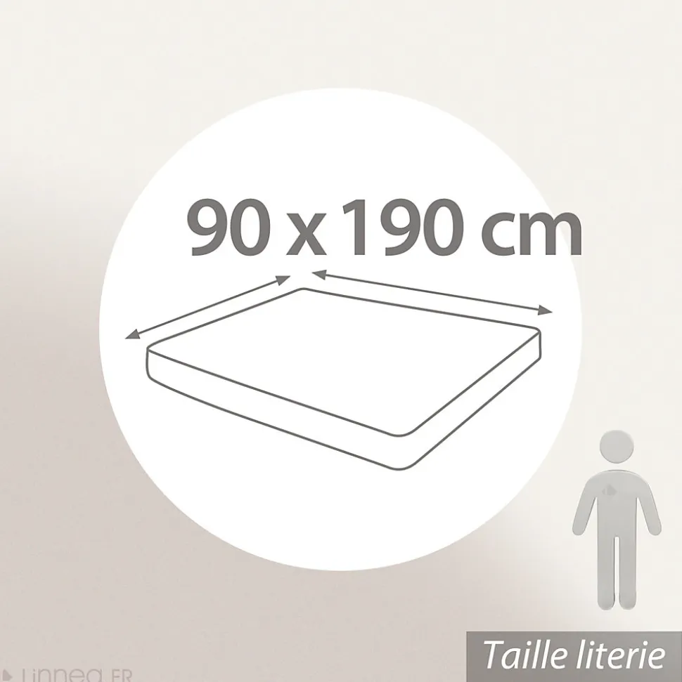 Drap housse 90x190 cm en 100% polyester microfibre LAGO écru bonnet 23 cm