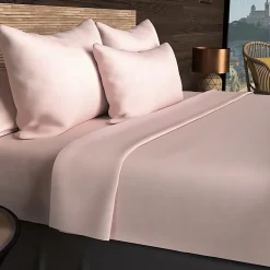 Drap housse 140x190 cm en coton 57 Fils SOLEIL D'OCRE rose