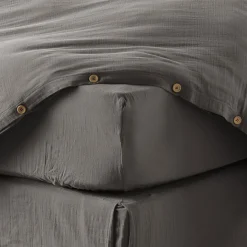 Drap housse 160x200 cm en Gaze de coton Granit