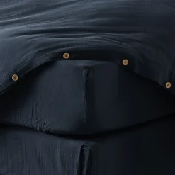 Drap housse 140x190 cm en Gaze de coton Minuit